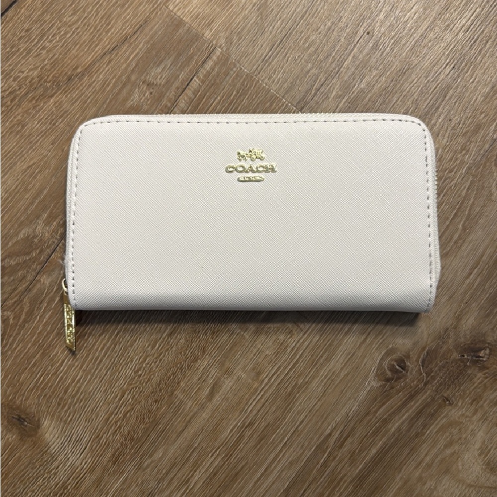 Coach Cream Wallet with Gold Accents